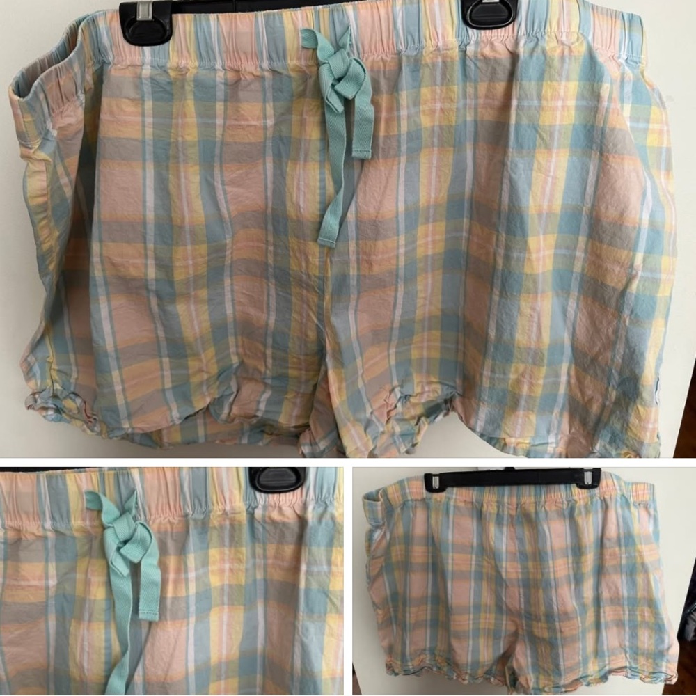 20/$20 4X Voglio Pastel Plaid Drawstring Stretchwaist Lounge Shorts